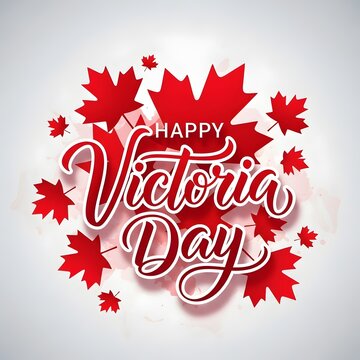Happy victoria day celebration with vibrant canadian maple leaf decorations