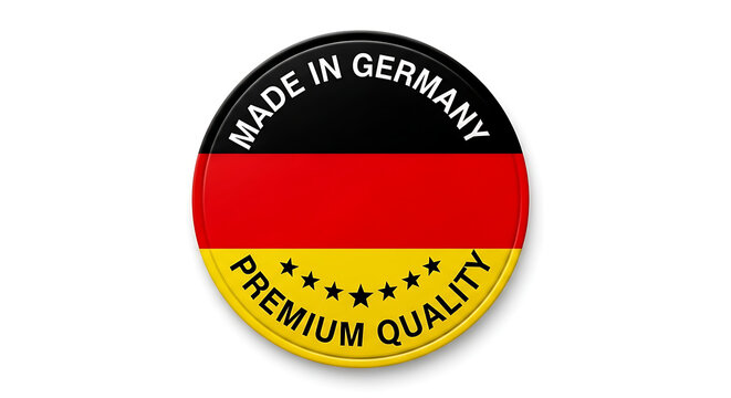 German quality assurance badge featuring black, red, and yellow stripes