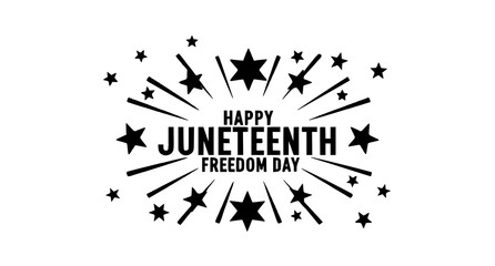 Juneteenth freedom day graphic with exploding stars and rays, equality © Kapilbiswas