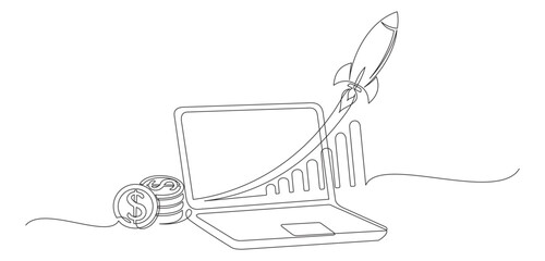 Obraz premium Continuous line drawing illustration of financial income.eps