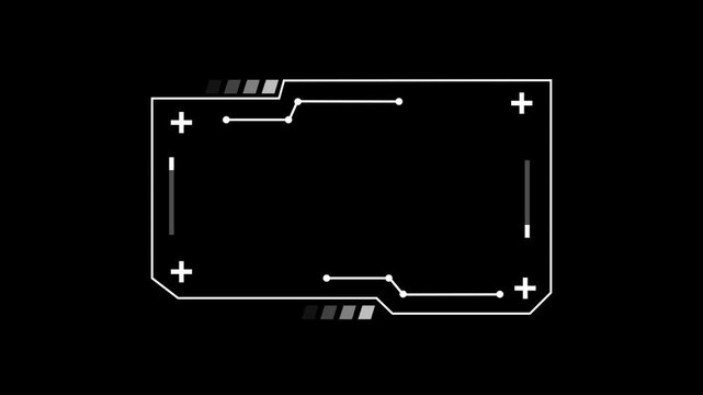 Futuristic HUD interface screen display animation isolated on black background