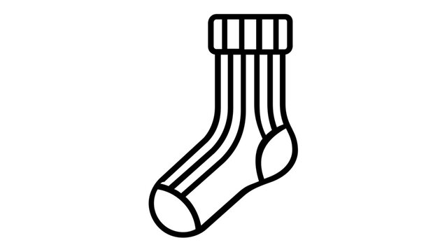 Minimalist Striped Sock Vector Icon Illustration - Clean Line Art Design for Apparel, Fashion, Laundry, and Winter Clothing Concepts, Scalable Flat Graphic Element for Web and Print Media.