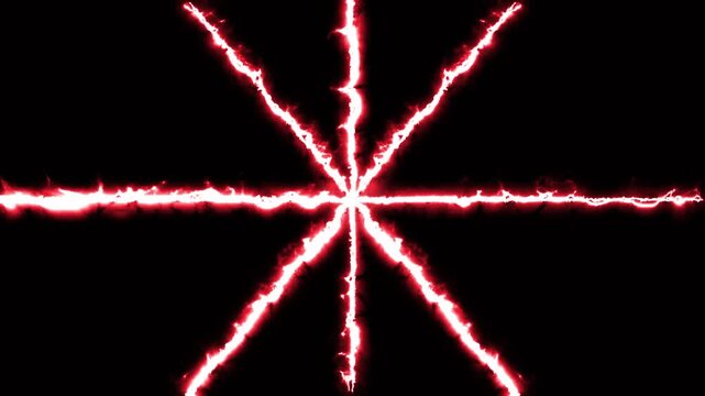 Flame slashing thunder effects animation isolated on black background