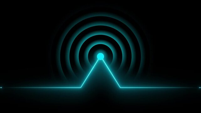 Glowing neon line radio wave animation isolated on black background