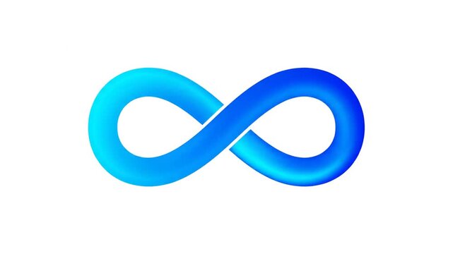 Endless blue infinity symbol gradient isolated on white background
