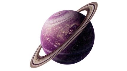 A large planet with colorful rings  isolated on transparent background cut out © Ivan