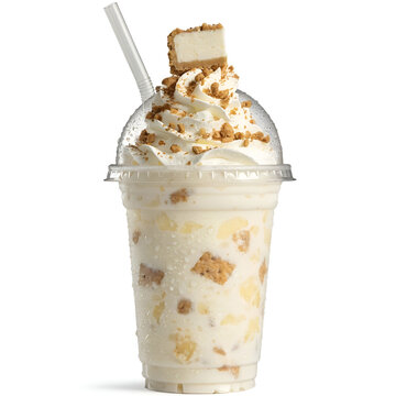 rich new york cheesecake milkshake in disposable cup