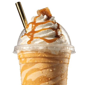 warm golden butterscotch milkshake in disposable cup