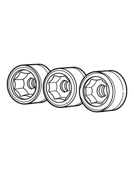 Line art three double hex socket isolated 