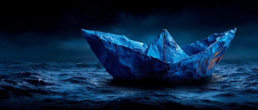 Stormy seas, unyielding hearts: chronicles of migration. Opulent look. Dark clouds loom as a cuban boat finds its way in troubled seas. High-class shoot. Chic appearance.