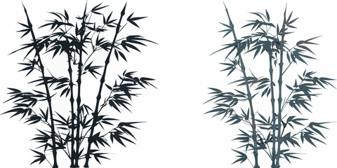 Obraz premium Elegant bamboo stalks create a serene and minimalist botanical illustration