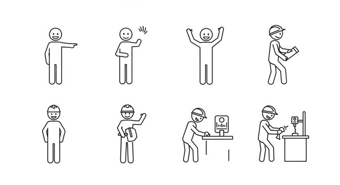 Collection of Simple Stick Figure Illustrations Representing Various Actions.