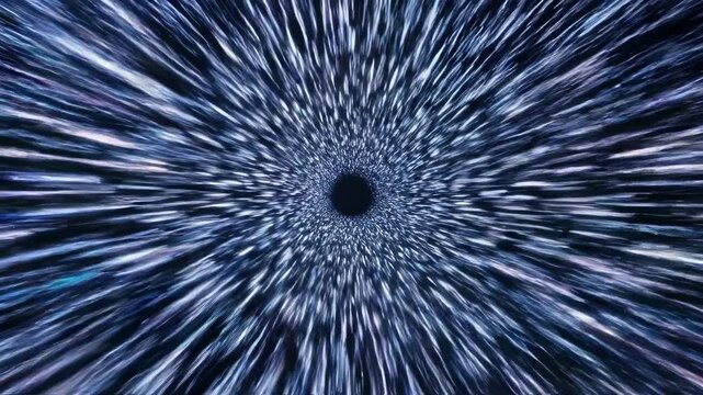 Hyperdrive jump through deep space with glowing light streaks, cinematic warp speed effect for sci-fi transitions, high-speed data transfer and futuristic technology concept.