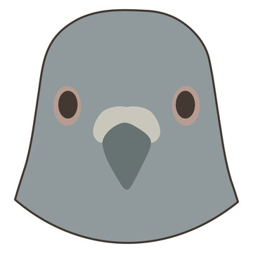 Minimalist illustration of a pigeon head representing the daytime chronotype. Flat graphic design of an urban bird for biology, avian studies and animal behavior education concepts