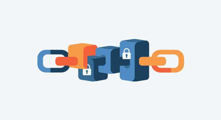 Flat minimalist illustration of blockchain immutability b © Artbibun