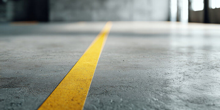 Yellow line on concrete floor indoors
