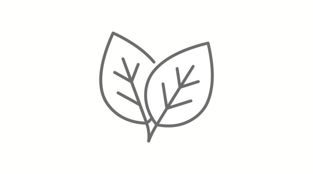 Minimalist line art illustration of two leaves with a stem &ndash; monochrome botanical icon for nature design and branding