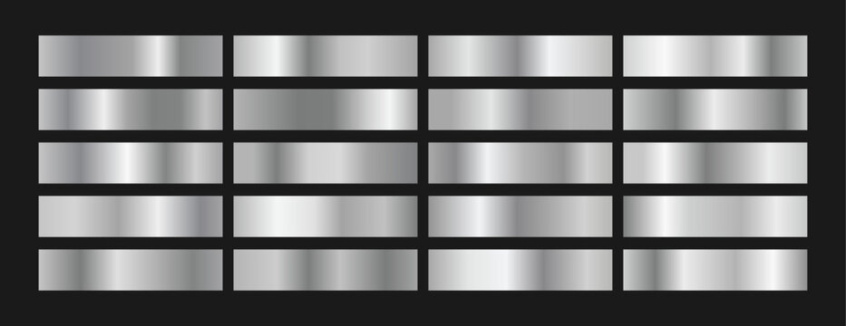 Silver gradients. silver gradient illustration. Set of Silver foil texture background. Set of metal banners. Set of Silver foil texture background. 