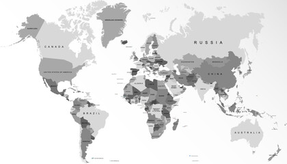 Obraz premium World map. Grey modern vector map. Silhouette map