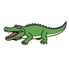 Fototapeta premium Green Alligator Flat Icon with Open Mouth