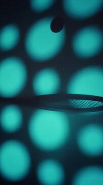 Silhouette Hand Blocks Vibrant Ball. Vintage Styled Studio Dots Emphasize Tense Contrast. Dynamic Tennis Moment Captured With Graceful Silhouette And Classic Studio Lighting Effects