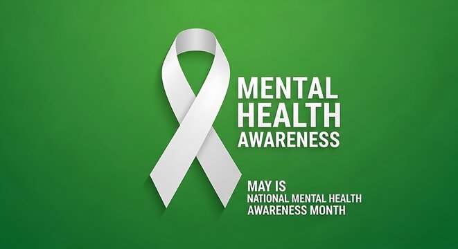 Mental health awareness ribbon symbolizing national mental health awareness month in may