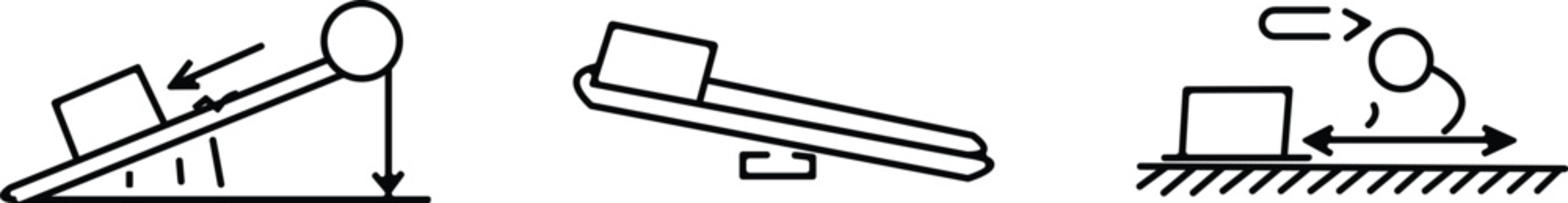 Simple machines illustrations inclined plane wedge and screw demonstrating mechanical advantage