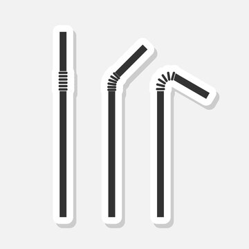 Drinking plastic straw icon sticker isolated on gray background
