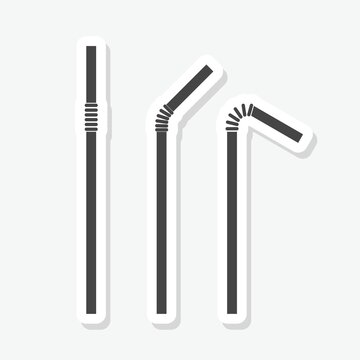 Drinking plastic straw icon sticker isolated on gray background