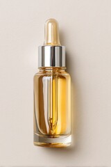 Naklejka premium Golden serum glows in sleek glass dropper