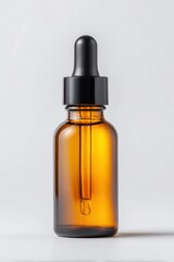 Fototapeta premium Amber glass dropper bottle sits center stage