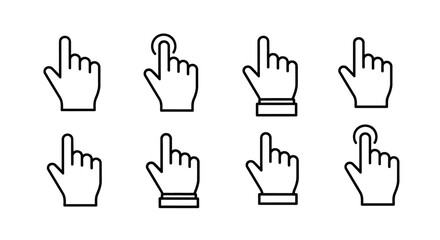 Fototapeta premium Versatile collection of human hand pointer and tap gesture line icons for digital interfaces, user experience design, and interactive web elements
