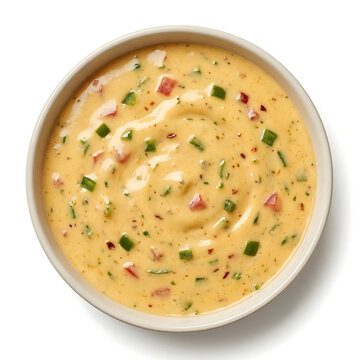 Creamy Queso Cheese Dip Isolated on White Background