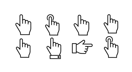 Fototapeta premium Set of Hand Cursor Icons for Digital Interaction and Navigation