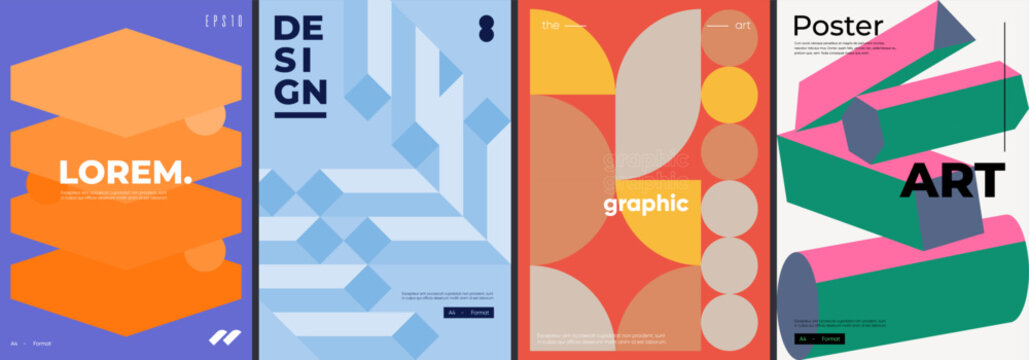 Trendy posters with different geometric design.