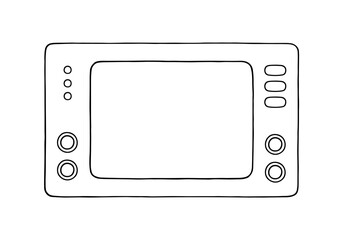 Handheld portable electronic game. Freehand drawing. Doodle. Hand Drawn. Outline.  © Andriy