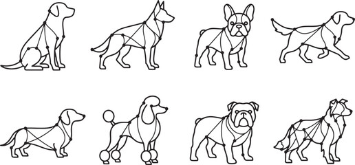 Geometric dog constellations and constellation mapping art © HM