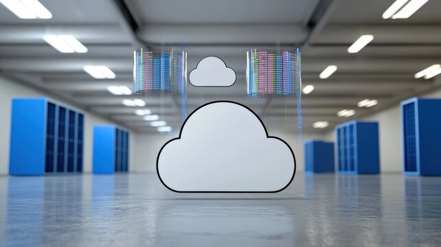 Cloud computing logo digital representation of cloud computing infrastructure and services
