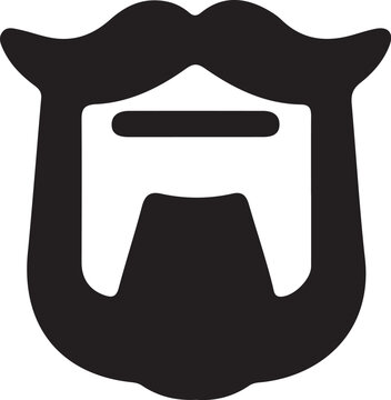 Bearded Face Silhouette Icon &ndash; Minimal Beard and Mustache Symbol