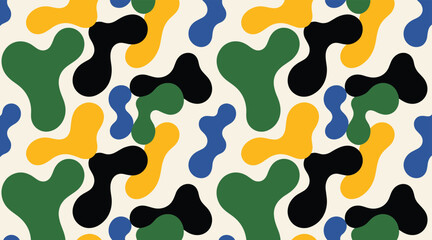 Fototapeta premium Seamless Abstract Camouflage Pattern with Organic Colorful Shapes