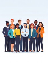 Obraz premium Diverse group of professional business people stand together in formal office attire.
