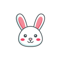 Fototapeta premium Kawaii Bunny Head Simple Pastel Illustration