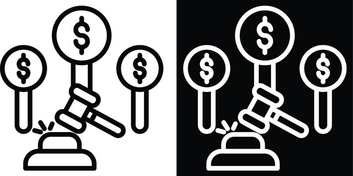 auction Two-tone version in black and white background