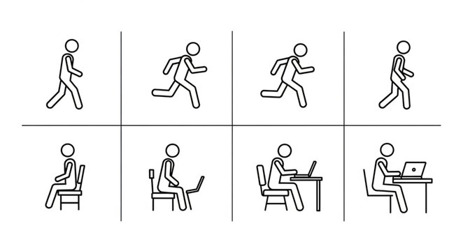 Stick Figure Poses Showing Movement and Activity.