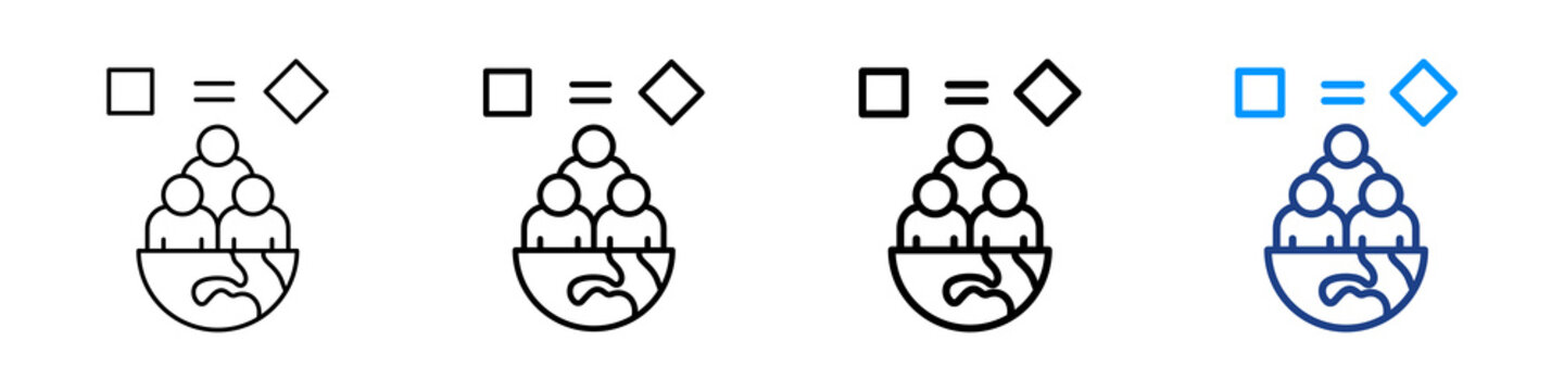 Racial Equality Icon Different Style Outline Collection Set.