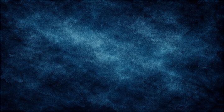 A dark blue grunge background captures a moody storm texture with swirling smoke and clouds illuminated by flashes of lightning over deep water