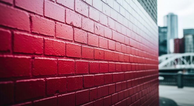 A Painted Brick Wall Surface Showing a Gradient Transition From Deep Red to White, Offering a Textured Backdrop.