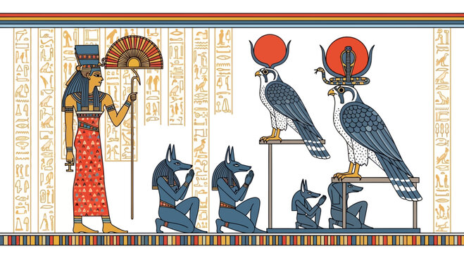 Ancient Egyptian Gods and Goddesses: Isis, Anubis, Horus, Ra, and Hieroglyphs
