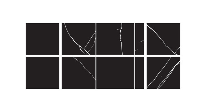 Abstract black and white broken lines on squares background symbolizing fragmentation disruption or cracked patterns.