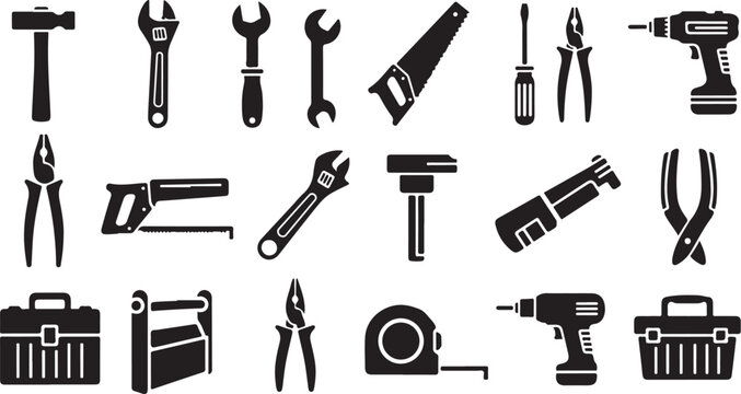 Collection of various tools and equipment icons